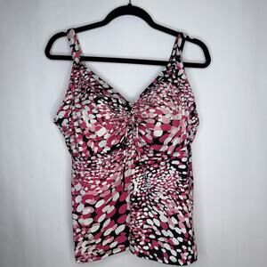 Swim 365 Women’s Speckled Tankini Swim Top Pink Black Size 20